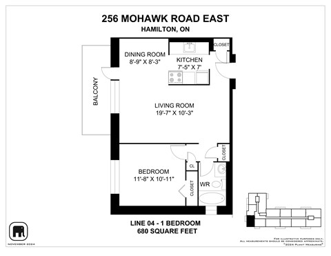 A floor plan for a home at 256 Mohawk Road East in Hamilton, Ontario, Canada.